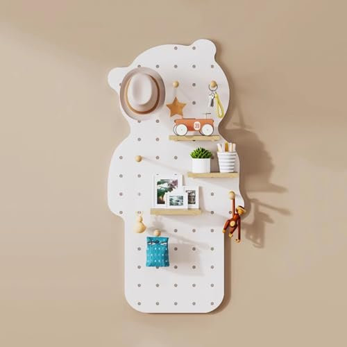 Pegboard, Stecktafel, Peg Board, Lochplatte, Lochplatte Holz, Weiße Stecktafel, mit Regal und Haken, for Schlafzimmer, Wohnzimmer, Büro(60x120cm/20x47in)