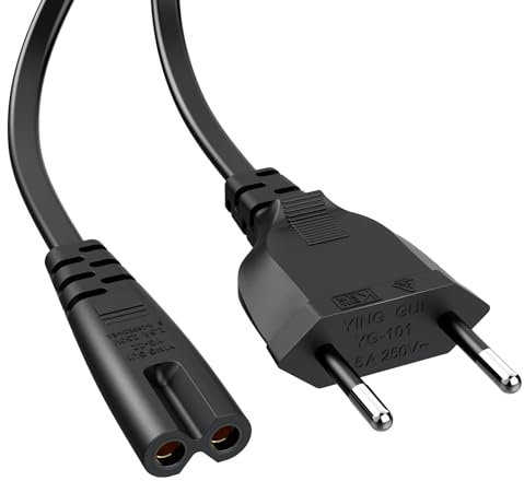 Cavo di Alimentazione 2 Poli 2m Cavo Alimentazione C7 Spina Euro Power Cable per PS5 PS4, PS4 Slim PS3, Xbox One S/X, Xbox Serie X/S, TV Monitor Samsung LG Philips Sony Sharp TCL, Stampante HP ecc