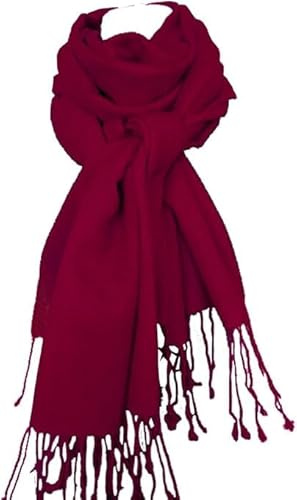 Avenella XXL Wollschal (205x70 cm inkl. Fransen) Feiner Weicher Unifarbener Gewebter Schal Tuch Stola aus 100% Wolle (Merino) Damenschal viele Farben zur Auswahl