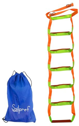 Boat Rope Ladder, 7 Step Boat Ladder, Heavy Duty 600lbs Strength with Carbon Fiber Reinforced Flat Steps, Foldable Boarding Rope Ladder for Inflatable Boat, Pontoon Boat, Sailboat, Kayak