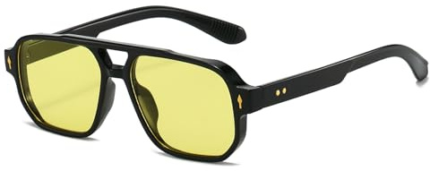 JCTAIFOO Mode Quadratisch Sonnenbrille, Vintage Retro Rechteck Sonnenbrille für Damen Herren, Trendige UV400 Brille