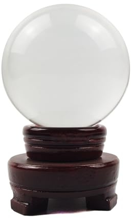 YINBEILIXU - Glaskugel, dekorative Kugeln, klare Glaskugel mit Holzständer, K9-Glaskugel für Heimdekoration, Fotografie, FengShui, Wahrsagerzubehör (100 mm)