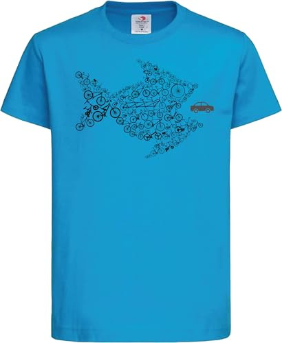 Baddery Cykel-t-shirt för barn – Cyklar of The World Organize – Cyklist kläder pojkar och flickor – utomhuskläder, Blå (Ocean Blue), 134-140