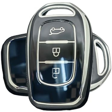 ATFIGII Autoschlüssel Hülle Kompatibel mit Renault Schlüsselhülle Twingo 3 Dacia Sandero Stepway ||| Dacia Sandero 3 Duster Dokker Cover TPU Schlüssel Schutz 3 Tasten Silber-Schwarz