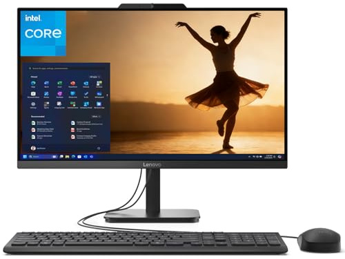 Lenovo Ordinateur de bureau tout-en-un 23,8 8 Go 512 Go SSD | Écran FHD IPS antireflet, WiFi 6, clavier, souris, Windows 11, Lifetime Office 365 pour le Web, anthracite