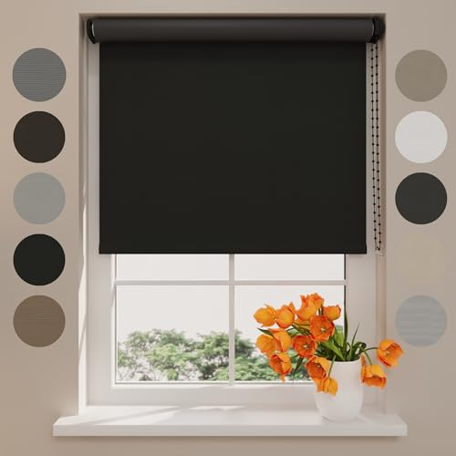DTCH® Tenda a rullo oscurante senza forare, nero, 85 x 190 cm