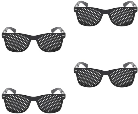 4 Stück Rasterbrille Lochbrille für Augentraining Original,Pinhole Glasses,Gitterbrille,Poren Design,Für Augenübungen,Geeignet für Personen mit Augenbelastung,Alltag und Training,Stabile Konstruktion