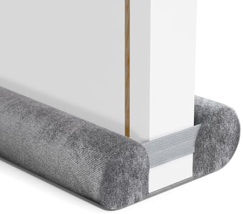 BKSAI Boudin de Porte Isolant Froid Double 60-75CM | Bas de Porte Isolant sans Colle - Boudins Portes Isolation Froid Anti Bruit Poussière Lumière Insectes - Gris