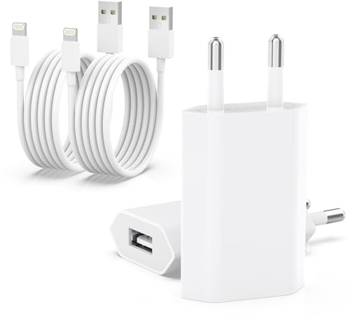 [MFi Certified] 2er-Pack USB iPhone Ladegerät und Ladekabel, ZNBTCY 2M Ladekabel mit USB Netzteil, Ladeadapter schnelles Aufladen für iPhone 14/13/12 pro/11/XS Max/XR/X/8-Weiß