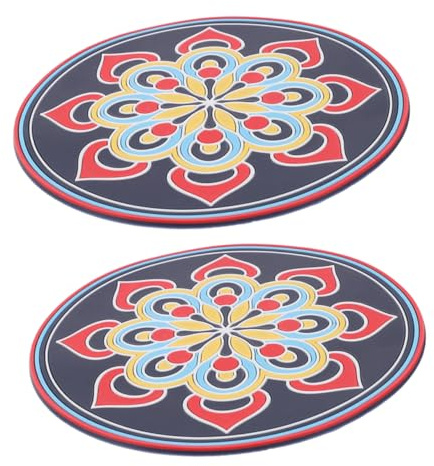 FUTUREORYY 2 Stück-pack Klangschalenkissen Rutschfeste Bequeme Klangschalenmatte Große Runde Meditationsunterlage Mit Mandala Muster Geeignet Für Yoga Und Getränkeuntersetzer