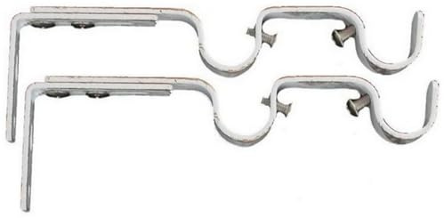 2 Supports Tringle à Rideaux Doubles Ø 20 mm – Réglables 165-190 mm – Blanc & Or – Fixation Murale Extensible pour Salon, Chambre, Bureau