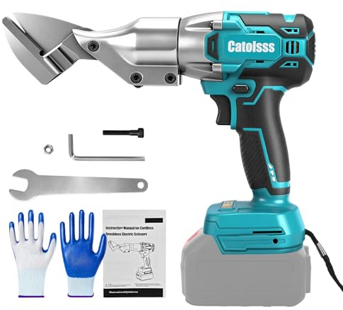 Batteridriven elektrisk metallsax för Makita 18 V, borstlös elektrisk sax för skärning av stål, 360 graders vridbart huvud för plåt, mattor, tyg, läder, papper (utan batteri)