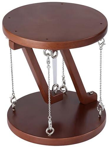 Vestamore Wooden Round Tensegrity Table Foldable Art Design, Support, Kinetic Art Office Home Table, Tension Adjustable Cable, Color Walnut
