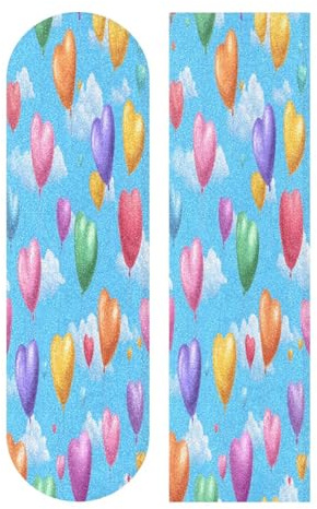 Mnsruu Skateboard-Griptape mit buntem Liebesballon-Muster, Longboards, rutschfestes Griptape, Schleifpapier-Aufkleber, 22,9 x 83,8 cm