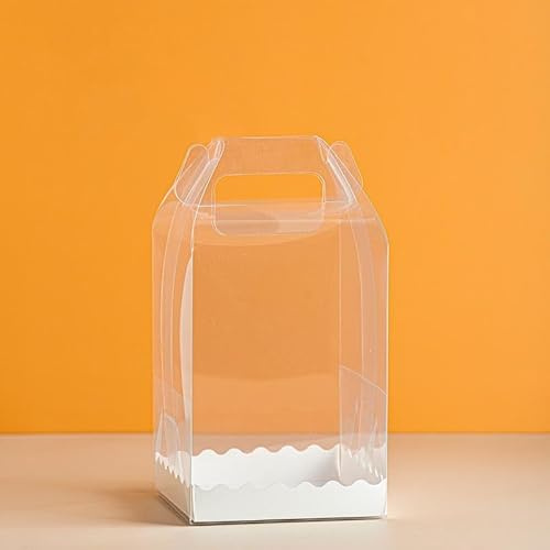 Meena Supplies Transparent Mini Cake Box - Carrier PVC Acetate Bento Clear - 5in Tall - 13 x 13 x 18cm - 10 Boxes