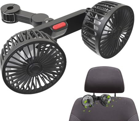 Ventilador USB para coche, ventilador de 3 velocidades, doble cabezal refrigerador de aire, CA para reposacabezas, para autocaravana, SUV, furgoneta, asiento trasero, reposacabezas, con