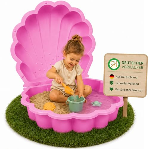 Ondis24 Lot de 2 coquillages d'eau, bac à sable, en plastique, avec couvercle, rose, 87 cm, 2 pièces