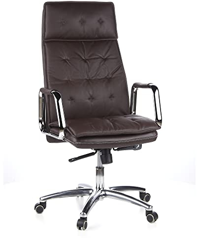 hjh OFFICE 600924 Chefsessel Bürostuhl Villa 20 Nappaleder Braun Büro-Sessel mit hoher Rückenlehne