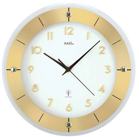 AMS Moderne Wanduhr mit Funkwerk, Funkuhr, batteriebetrieben 5850