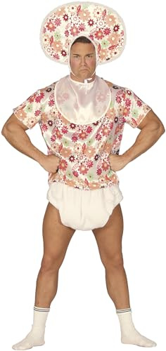 FIESTAS GUIRCA | Baby Herren Kostüm - Lätzchen, T-Shirt, Haube und Windel - Perfekt für Junggesellenabschied, Kostümpartys und Feiern - Ideal für Erwachsene Männer - Weiß und Bunt