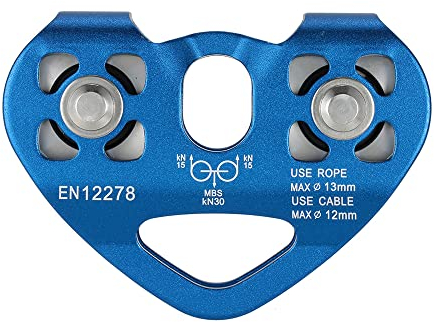 Lixada Poulie De Chariot, 30kN Tandem Escalade poulie pour Câble De Tyrolienne Escalade Spéléologie Rescue