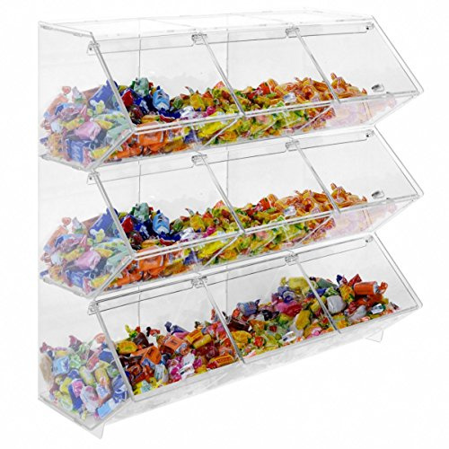 DesignPlex Bonbonschütte aus Acryl transparent MIT Klappdeckel und 9 Behälter waagrecht
