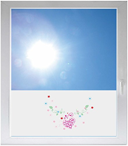 INDIGOS UG - Fensterfolie Blickdicht Tribal Ornament Himmel Ranke Liebe Herz - 1000x500mm - Sonnenschutzfolie Fenster - Sichtschutzfolie Fenster Bad, Küche, Fenster, Milchglasfolie