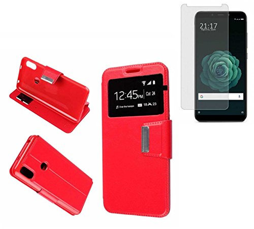 Todobarato24h Funda Libro Ventana Roja Compatible con Xiaomi MI A2 (5.99) + Protector de Cristal Templado