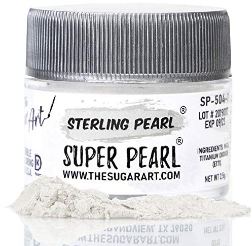 The Sugar Art - Sterling Pearl - Edible Shimmer Powder For Decorating Cakes, Cupcakes, Cake Pops, & More - Dust on Shine & Luster to Sweets - Kosher, Food-Grade Coloring - Super Pearl - 2.5 grams