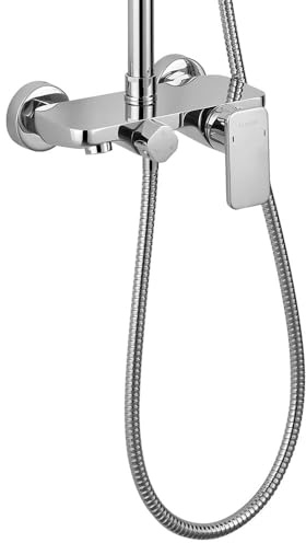 Kibath L154054 Robinet mitigeur pour colonne Combi à 3 voies double, trois sorties d'eau douche, flexible et baignoire, chrome brillant