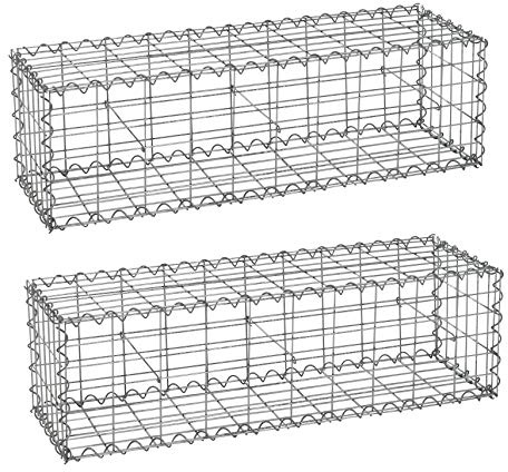 Estexo Lot de 2 gabions avec Spirales et entretoises 100 x 30 x 30 cm