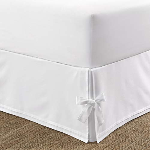 Laura Ashley Home Cache-sommier noué aux Angles, décoration de Chambre, résistant aux Plis et à la décoloration (Blanc, lit Double)