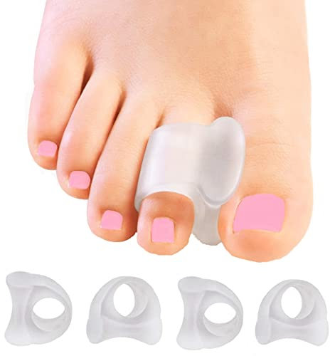 Hallux Valgus - Separador de dedos de los pies, 4 separadores de gel para corrección de juanetes, superpuestos (separador de dedos de silicona transparente)