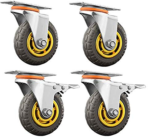 4 Schwerlastrollen Silent Rubber Lenkrollen 3'' / 4 Zoll 400 Kg Universal- Schwenken Staubdicht Industriell Transportrollen Möbelrollen Mit Bremse Zum Wagen Tabelle Stuhl 4 Packungen