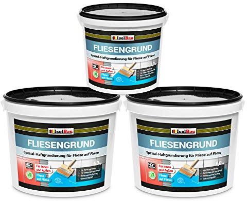 Isolbau Fliesengrund Blau 15 kg - Fliese auf Fliese Fliesen-Grundierung für Wand- & Bodenfliesen im Innen- & Außenbereich