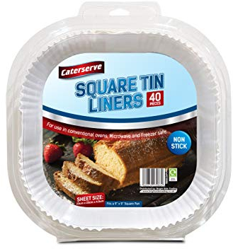 Square Tin Liners – 9 inch Non-Stick Baking Paper Liners for Veggies – Oven, Microwave & Freezer Safe – Ideal for Home & Catering