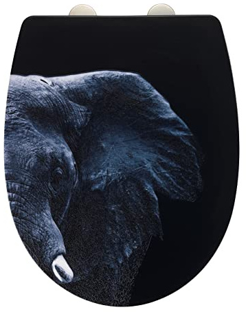 WC-Sitz Elephant mit Relief-Oberfläche, Toilettensitz, Absenkautomatik, Fix-Clip Hygiene Befestigung