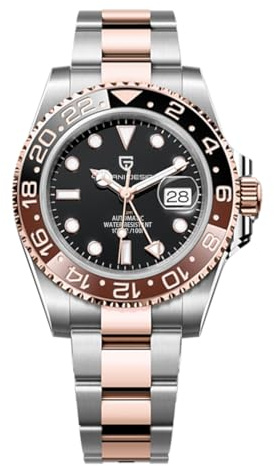 Pagani Design GMT Herren 40 mm Automatikuhr Saphirglas Edelstahl 100 Wasserbeständigkeit Analoguhr Mechanische Herrenuhren Geschenkuhr für Herren