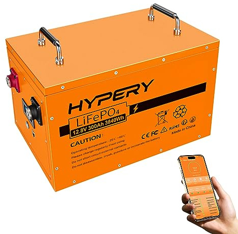 Smart 12V 300Ah LiFePO4 Batterie mit Bluetooth, LED-Display, Startschalter und BMS, perfekte Lithium Batterie für Wohnmobile, Golfwagen, Boote und Energiespeicher zu Hause