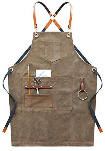 fayengan Arbeitsschürze Herren,Robuste Werkzeugschürze Für Männer, Schweißerschürze Mit Kreuz-Rückengurten, Arbeitsschürze (Color : Green, Size : XL)