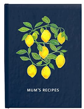 Lemon tree notebook hardback lined journal for use as a planner, diary or recipe book (Navy blue, Lined pages)