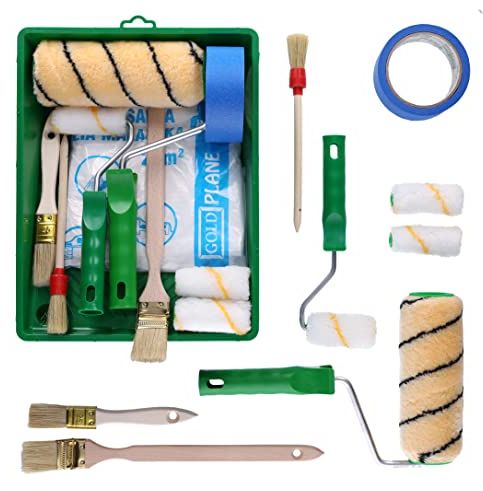 Toolspace Painter's Set 2X Paint Roller Set + 3X Paintbrush + Painter's Tape + Paint Tray + Cover Film Paint Roller, Brush Roller, Painting Accessories Paint Accessories for Colors Painter Set
