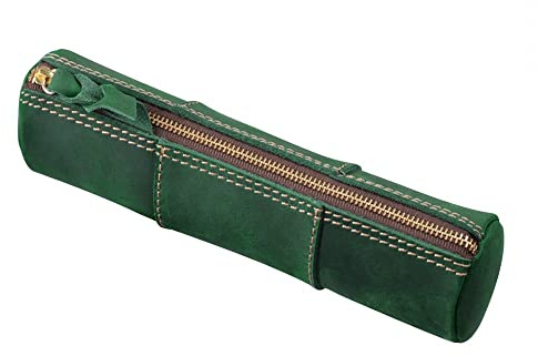 MiOYOOW Federmäppchen aus Leder - Stiftetasche im Retro-Stil mit Reißverschluss für 6-10 Stifte