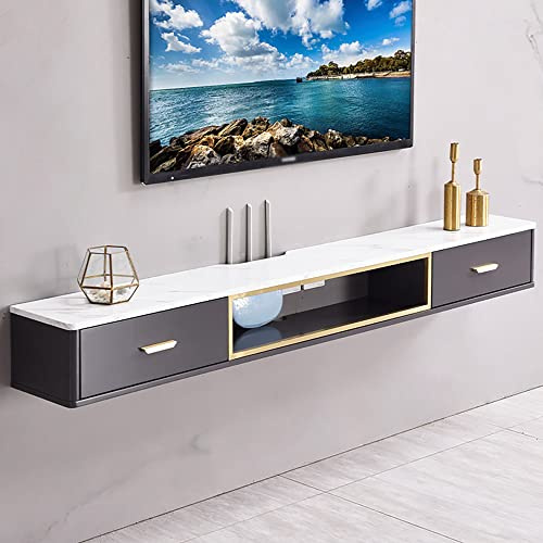 Uvency Schwebender Tv-Schrank, Hohlgeschnitztes Design, Schubladentyp, Wohnzimmer, Zum Aufhängen An Der Wand, Set-Top-Box-Rack, Geeignet Für Medienraum/Weiß/150 cm/Gray/150Cm
