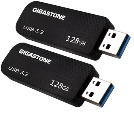 GIGASTONE 128GB USB-Flash-Laufwerk (2 Stück) Z30 USB 3.2 Gen 1 Stick, 100MB/s High Speed, mit Push-Pull Design & Schlüsselring-Öse - Datenspeicherung, Backup für PC/Mac/TV/Auto