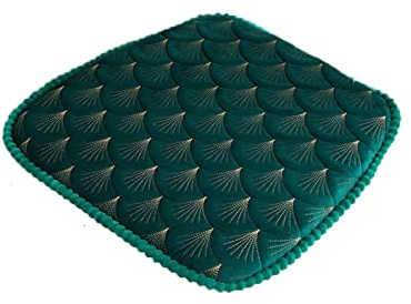 Stuhlkissen 45x45 mit BäNdern, Sitzpolster Esszimmerstuhl, Sitzkissen für StüHle Zum Binden, Waschbar Samt Sitzpolster Gartenstuhl Hautfreundlich Schmutzabweisend Nicht Verblassend, Trapez Grün