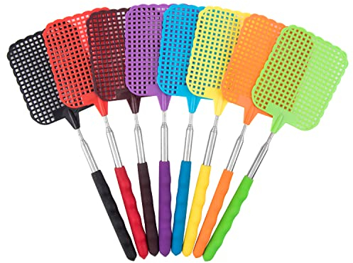 8 Stück Fliegenklatsche,Fly Swatter,Fliegenklatsche Ausziehbar,Fliegenklatsche Stabil,Teleskop Fliegenklatsche für Verwendet, Um Fliegen, Wespen, Mücken Und Andere Insekten Abzuwehren(Mehrfarbig)