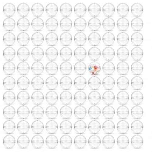 Warmhm 100 Stück Befüllbare Kunststoff Kapseln 32mm Transparent für Kaugummiautomaten - Süßigkeitenautomat FüR Kinder DIY Basteln, Partygeschenke, Tombola Bälle und Ostern Dekoration