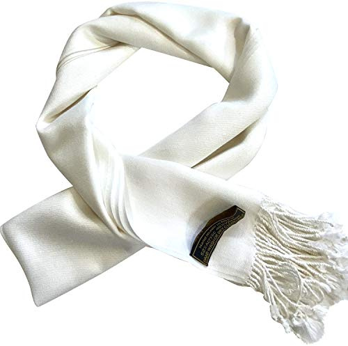 CJ Apparel Sciarpa da uomo nepalese bianca brillante in tinta unita alla moda sciarpa per viso e collo, realizzata a mano in Nepal