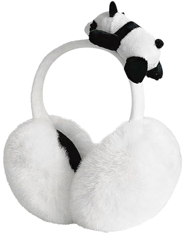 TINAYAUE Cute Panda Earmuffs Winter Warm Faux Fur Earmuffs for Kids & Adults, Foldable Plush Ear Muffs, Windproof Ear Warmers for Cold Weather, Xmas & Birthday Gift